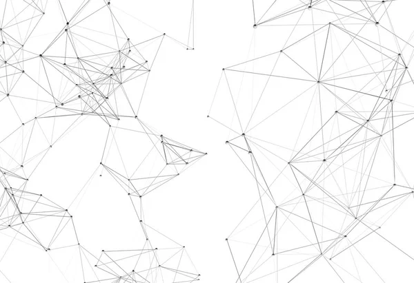 Абстрактный футуристический фон с многоугольными формами сплетений, состоящими из точек и линий. 3D иллюстрация — стоковое фото