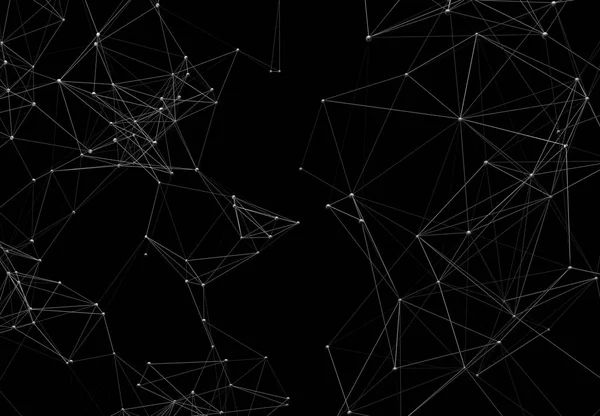 Fondo futurista abstracto con formas de plexo poligonal que consisten en puntos y líneas. Ilustración 3D —  Fotos de Stock