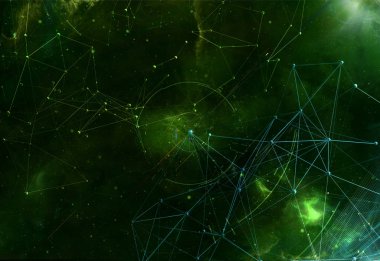 Poligonal pleksus şekillerle fütüristik arka plan. 3D çizim