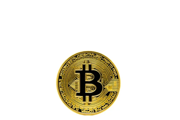 Cara Moneda Criptográfica Aislada Bitcoin Fondo Ingenioso — Foto de Stock