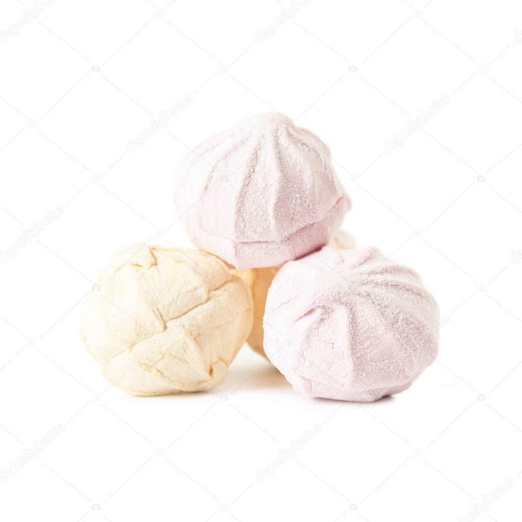 Multicolored air marshmallows isolated on a white background