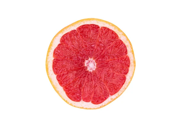 Saftige Scheibe Grapefruit Isoliert Auf Weißem Hintergrund — Stockfoto