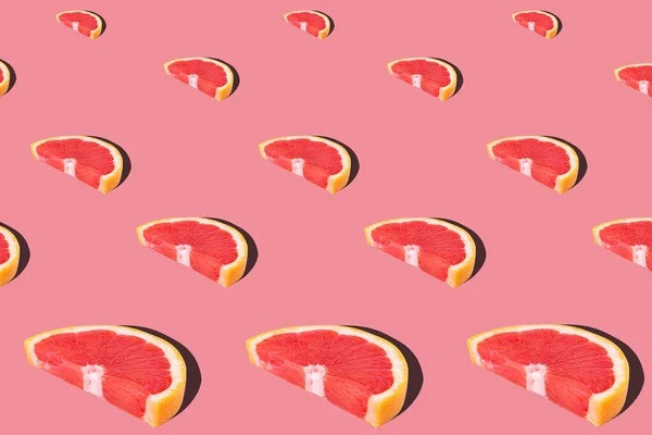 Färsk Röd Apelsin Eller Grapefrukt Persika Färg Bakgrund Vackra Snittade — Stockfoto