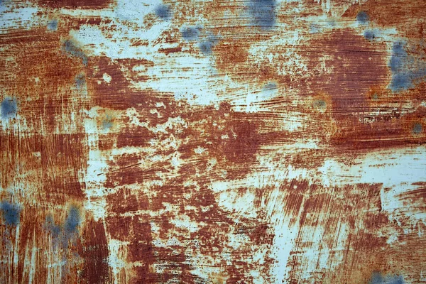 Textura pintura vieja sobre una superficie de metal oxidado. Fondo metálico, óxido, espacio para copiar —  Fotos de Stock