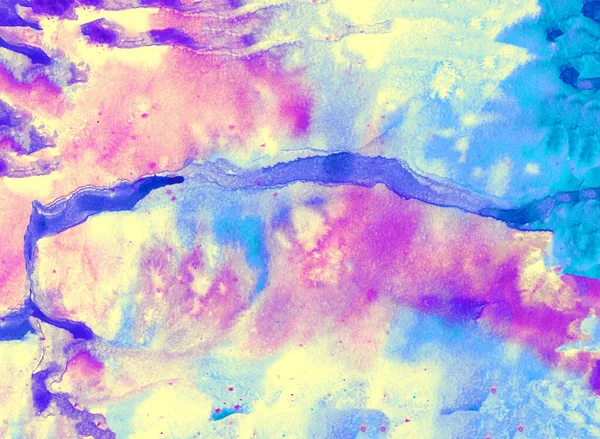Suluboya renkli doku. Suluboya el yapımı. Gökkuşağı renkleri. Mor, pembe, mavi, kırmızı ve sarı arkaplan. Yaratıcı tasarım için sanat öğesi.