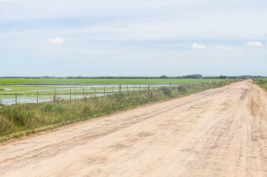 Çiftlik kirli yol ve pirinç plantasyon Lagoa adlı Peixe Gölü yapmak