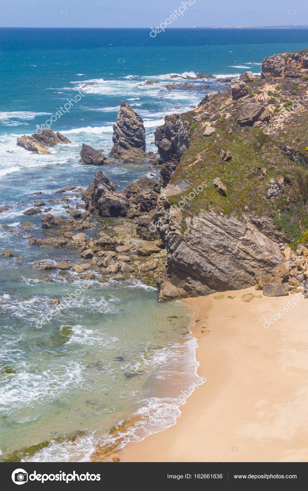 Cliffs On The Beach Vila Nova De Milfontes Stock Photo