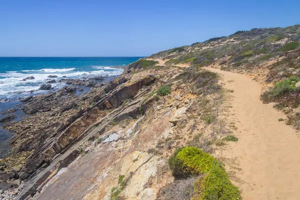 Trail in the Cliffs on the beach,  Vila Nova de Milfontes — Stock Photo, Image