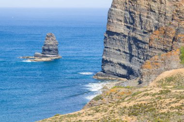 Kayalıklarla, okyanus, dağlar ve bitki örtüsü Arrifana