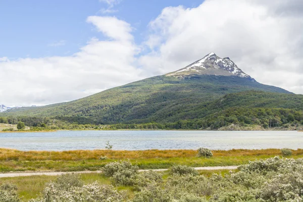 Bosque Montañoso de Nieve y Río Lapataia, Nación Tierra del Fuego — Foto de Stock