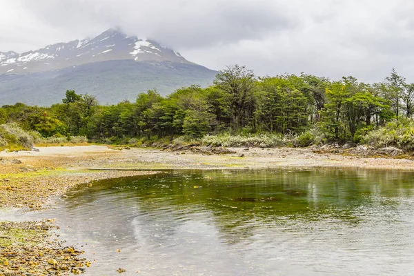 Praia na baía de Lapataia, Parque Nacional Tierra del Fuego — Fotografia de Stock
