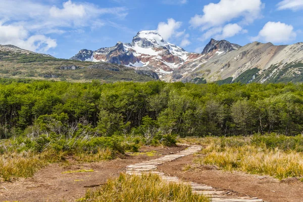 Montañas de nieve y bosque en Laguna Esmeralda — Foto de Stock