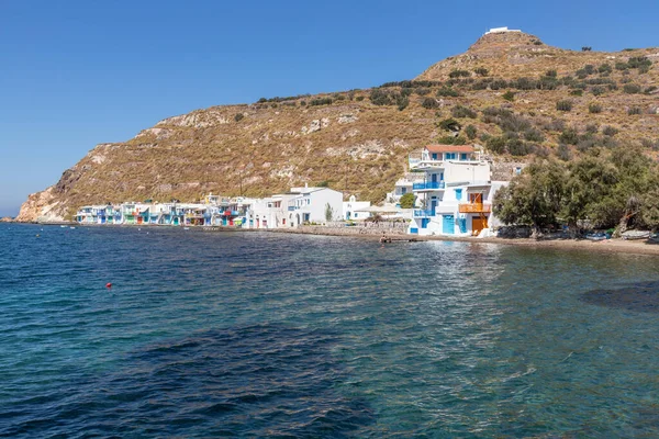 Coloured Houses Klima Beach Milos Greece — Stock Photo, Image