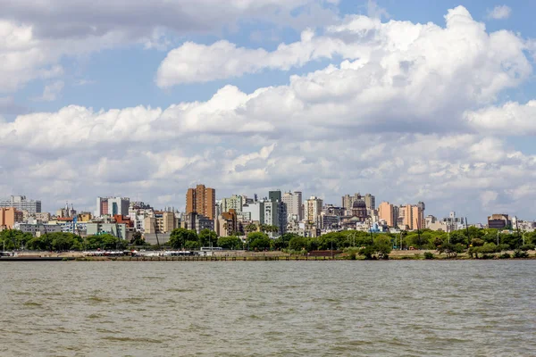 Côte Guaiba Avec Arbres Bâtiments Porto Alegre Rio Grande Sul — Photo