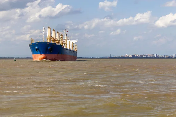 Ship Leaving Porto Alegre Guaiba Lake Porto Alegre Rio Grande — Stock Photo, Image