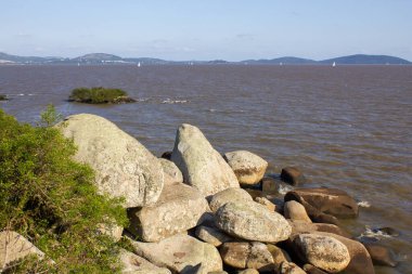 Ilha das Pedras Brancas Adası ve Guaiba Gölü, Rio Grande do Sul, Brezilya