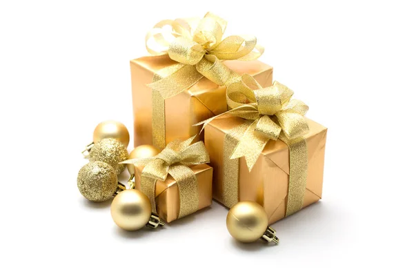 Christmas golden gift box — Stock Photo, Image