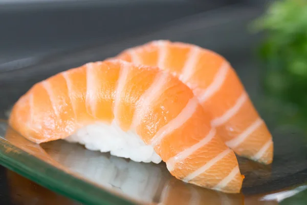 Salmon sushi on plate — Stock Photo, Image