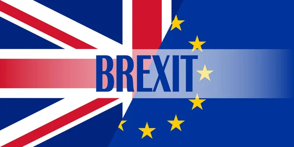 Brexit Albastru Uniunea Europeană Semisteag Mare Britanic Jumătate Steag Text — Vector de stoc