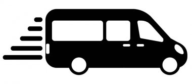 airport shuttle van, shuttle bus. flat design clipart