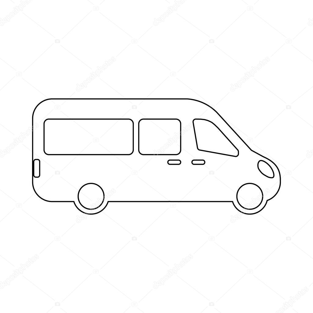 airport shuttle van, shuttle bus. flat design