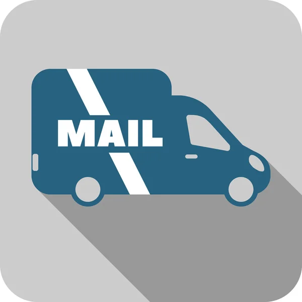 アプリとウェブサイトのメール ベクトル フラット アイコン 灰色の背景に青いバス ハガキ パッケージとメール サービス — ストックベクタ