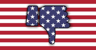 Gölge ile Amerika Birleşik Devletleri bayrağı başparmak aşağı. Vektör