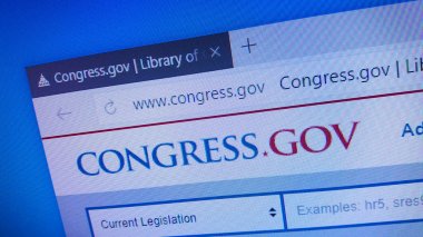 Minsk, Beyaz Rusya - 25 Nisan 2018: Amerika Birleşik Devletleri Kongre, Amerika Birleşik Devletleri Federal hükümet meclisli yasama için resmi web sitesi ana sayfası