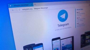 Minsk, Beyaz Rusya - 25 Nisan 2018: Telgraf telgraf Messenger Llp, özel bir şirket tarafından geliştirilen hizmet bulut tabanlı sohbet için resmi web sitesi ana sayfası.
