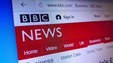 Minsk, Beyaz Rusya - 25 Nisan 2018: Bbc News, British Broadcasting Corporation bir operasyonel iş bölümü için resmi web sitesi ana sayfası.
