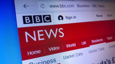 Minsk, Beyaz Rusya - 25 Nisan 2018: Bbc News, British Broadcasting Corporation bir operasyonel iş bölümü için resmi web sitesi ana sayfası.