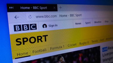 Minsk, Beyaz Rusya - 25 Nisan 2018: Ana Bbc Sport için resmi web sitesinin bir bölümü Ulusal sağlayan Bbc kuzey bölümünün kapsama için Bbc televizyon, radyo spor ve online.