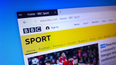 Minsk, Beyaz Rusya - 25 Nisan 2018: Ana Bbc Sport için resmi web sitesinin bir bölümü Ulusal sağlayan Bbc kuzey bölümünün kapsama için Bbc televizyon, radyo spor ve online.