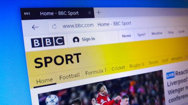 Minsk, Beyaz Rusya - 25 Nisan 2018: Ana Bbc Sport için resmi web sitesinin bir bölümü Ulusal sağlayan Bbc kuzey bölümünün kapsama için Bbc televizyon, radyo spor ve online.