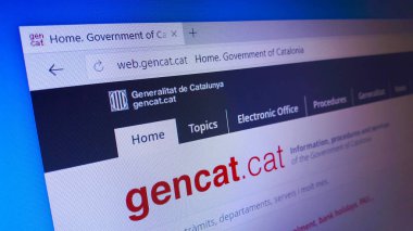 Minsk, Beyaz Rusya - 25 Nisan 2018: Resmi web sitesi Katalonya hükümet altında İspanyol otonom Katalonya politik olarak düzenlenmiştir kurum için.