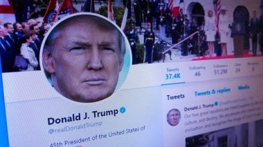 Minsk, Beyaz Rusya - 27 Nisan 2018: Donald Trump, Amerika Birleşik Devletleri Başkanı için resmi twitter sayfası.