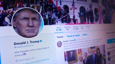 Minsk, Beyaz Rusya - 27 Nisan 2018: Donald Trump, Amerika Birleşik Devletleri Başkanı için resmi twitter sayfası.