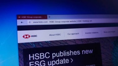 Minsk, Beyaz Rusya - 17 Nisan 2018: Resmi Hsbc Web sitesi ana sayfası, bir İngiliz çok uluslu bankacılık ve finansal holding şirketi Hizmetleri