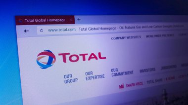Minsk, Beyaz Rusya - 17 Nisan 2018: Toplam, entegre bir Fransız çokuluslu için resmi web sitesi ana petrol ve Gaz şirketi ve dünyanın yedi 