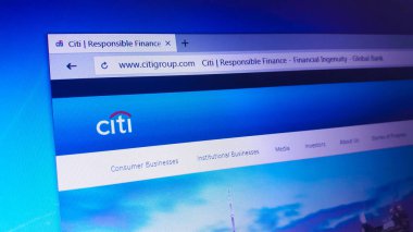 Minsk, Beyaz Rusya - 17 Nisan 2018: Citigroup Inc veya Citi, bir Amerikan çokuluslu Yatırım Bankası ve finansal hizmetler şirketi için resmi web sitesi ana sayfası