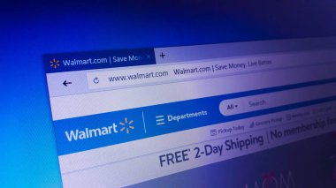 Minsk, Beyaz Rusya - 17 Nisan 2018: Walmart, bir Amerikan çokuluslu perakende şirketi için resmi web sitesi ana sayfası