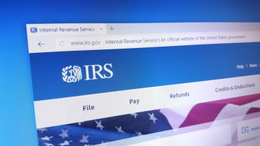 Minsk, Beyaz Rusya - 18 Nisan 2018: Internal Revenue Service (IRS), Amerika Birleşik Devletleri federal hükümet gelir hizmet için resmi web sitesi ana sayfası