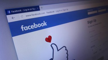 Minsk, Beyaz Rusya - 19 Nisan 2018: Facebook, bir Amerikan online sosyal medya ve sosyal ağ hizmet şirketi için resmi web sitesi ana sayfası
