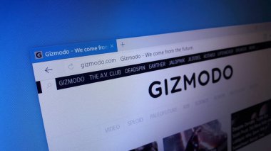 Minsk, Beyaz Rusya - 23 Nisan 2018: Resmi web sitesi de siyaset makaleler özellikleri Gizmodo, bir tasarım, teknoloji, bilim ve bilim kurgu Web sitesi için ana sayfası