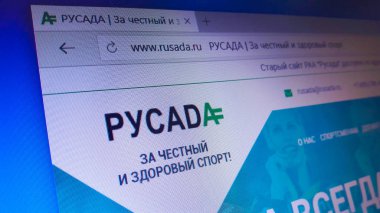Minsk, Beyaz Rusya - 27 Nisan 2018: Dünya Anti-Doping Ajansı (Wada bağlı ana Rus Anti-Doping Ajansı (Rusada), resmi web sitesi).