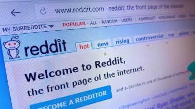 Minsk, Beyaz Rusya - 27 Nisan 2018: Reddit, bir Amerikan sosyal haber toplama, web içerik derecelendirme ve tartışma Web sitesi için resmi web sitesi ana sayfası.