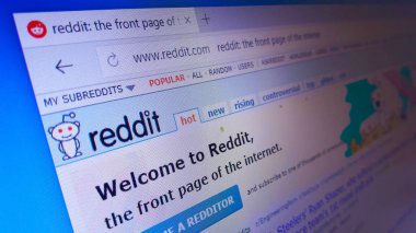 Minsk, Beyaz Rusya - 27 Nisan 2018: Reddit, bir Amerikan sosyal haber toplama, web içerik derecelendirme ve tartışma Web sitesi için resmi web sitesi ana sayfası.