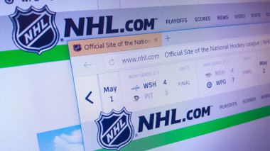 Minsk, Beyaz Rusya - 3 Mayıs 2018: Ulusal Hokey Ligi (Nhl), Kuzey Amerika'da profesyonel buz hokeyi Ligi için resmi web sitesi ana sayfası.