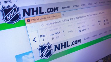 Minsk, Beyaz Rusya - 3 Mayıs 2018: Ulusal Hokey Ligi (Nhl), Kuzey Amerika'da profesyonel buz hokeyi Ligi için resmi web sitesi ana sayfası.