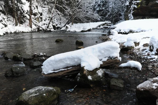 Winter rivier van Boheems Zwitserland — Stockfoto